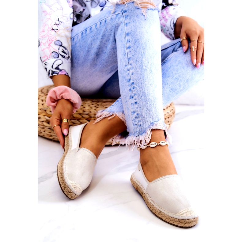 Naisten klassiset espadrillit Big Star JJ274951 valkoinen ja harmaa 4
