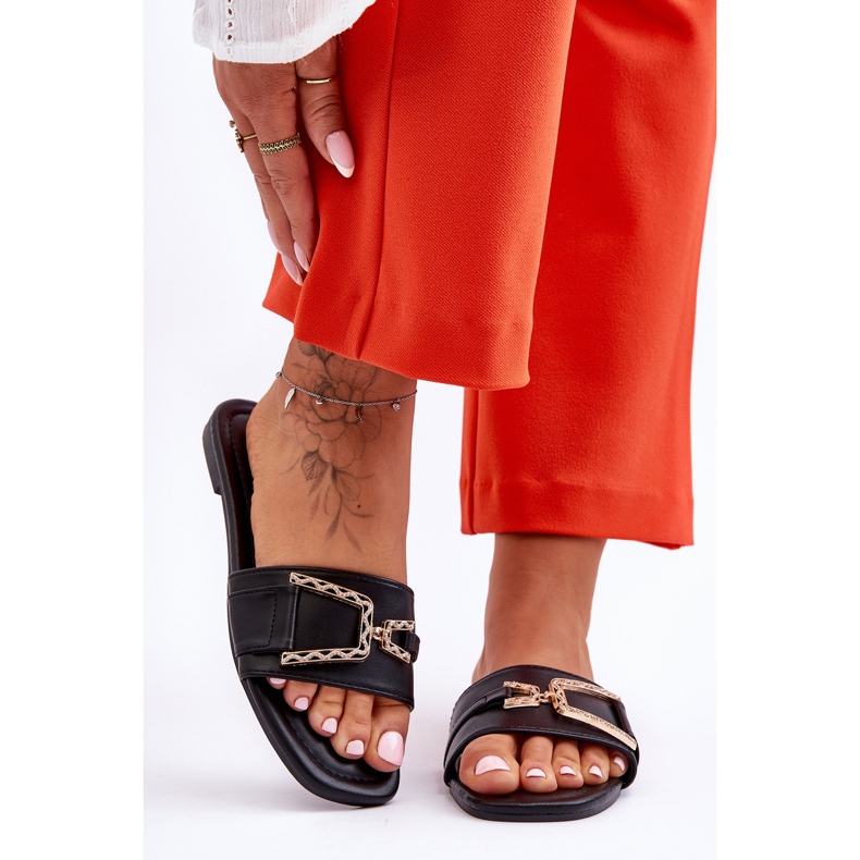 Naisten klassiset mustat vaikuttavat koristeelliset tossut 1