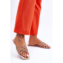 Naisten tossut raidoilla ja strassilla Kultainen Leomi 1