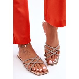 Naisten tossut raidoilla ja strassilla Kultainen Leomi 2