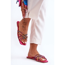 Naisten tossut raidoilla ja strassilla Monivärinen Leomi vaaleanpunainen 2