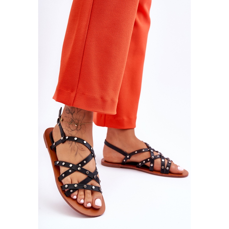 Naisten sandaalit koristeilla Musta Alemona 1