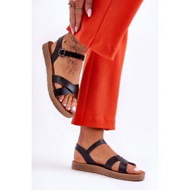 Klassiset mustat Talisma naisten nahkasandaalit 1