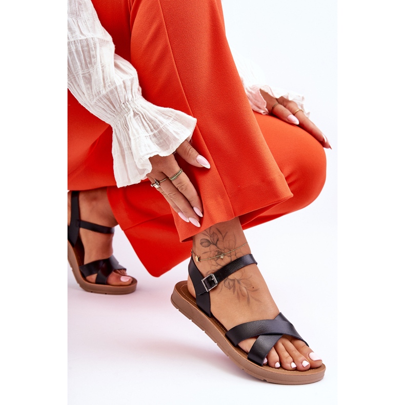 Klassiset mustat Talisma naisten nahkasandaalit 2