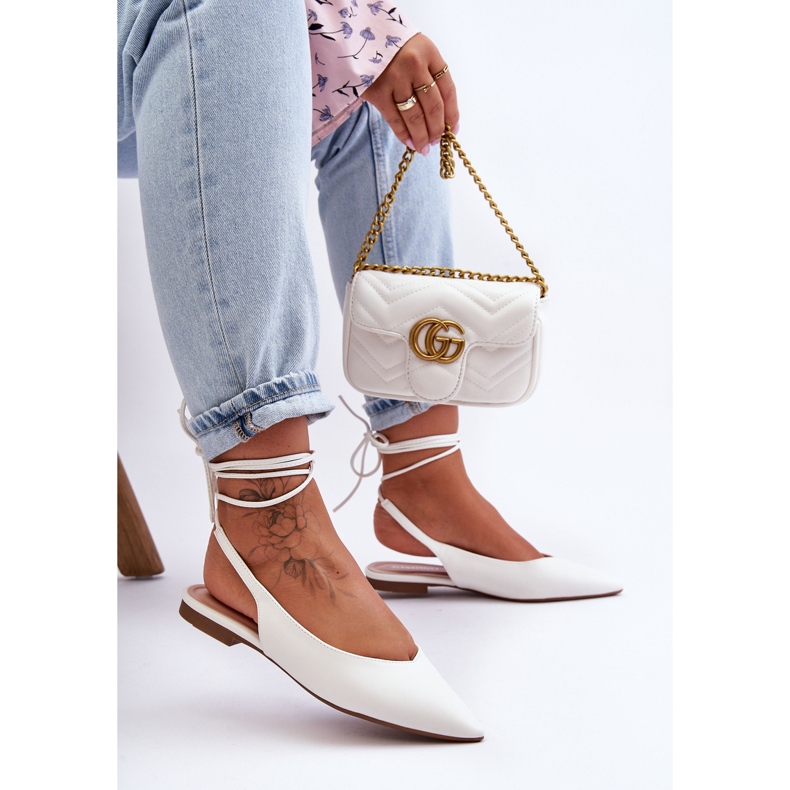 PG1 Naisten Lace Up Ballerinat Valkoinen Lilly Ann 1