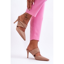 Inna Nahkaiset korkeakorkoiset tossut Tumma beige Aveline 2