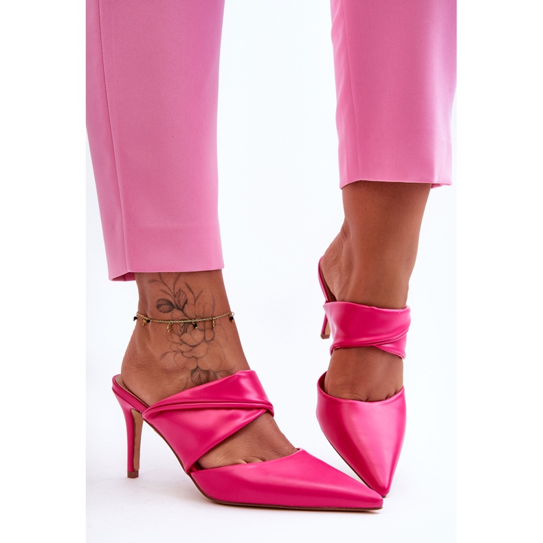 Nahkaiset varvastossut Fuchsia Aveline vaaleanpunainen 1