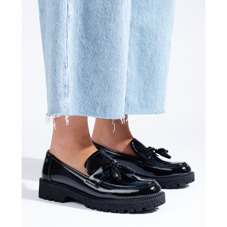 W. Potocki Naisten mustat housut Potockista kiiltonahkaa 1