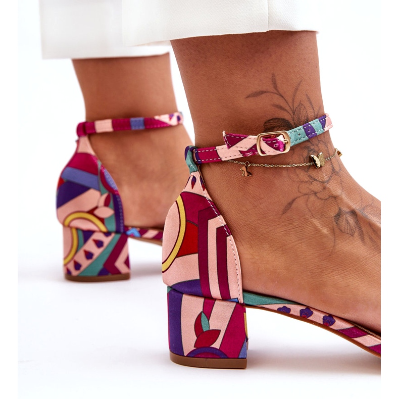 STEPHAN Kuviolliset satiinikorkokengät sandaalit Red Mix Inspire Me! monivärinen 3