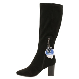 Naisten mustat joustavat saappaat Caprice 9-25520-41 044 mustat polvisaappaat 1