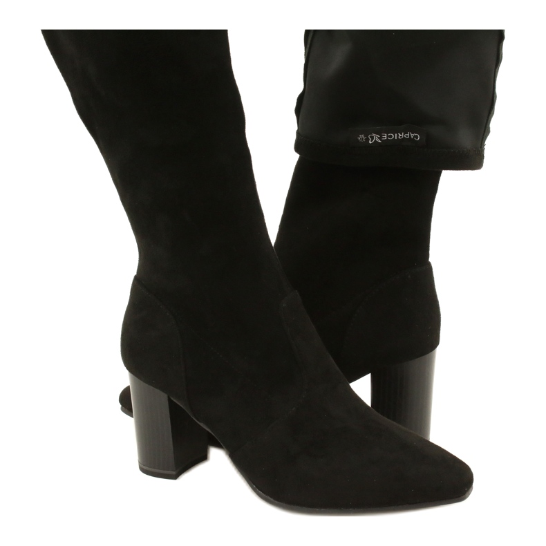 Naisten mustat joustavat saappaat Caprice 9-25520-41 044 mustat polvisaappaat 5