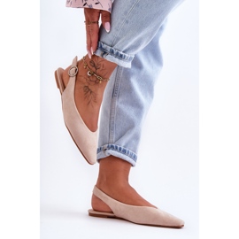 PS1 Kenra naisten beige-mokkanahkaballerinat 2