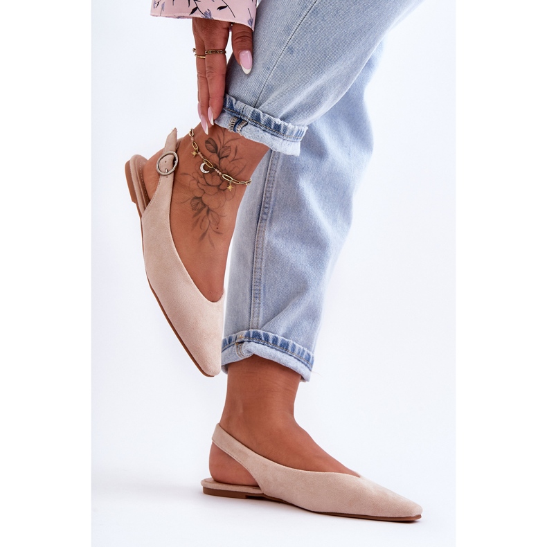 PS1 Kenra naisten beige-mokkanahkaballerinat 2