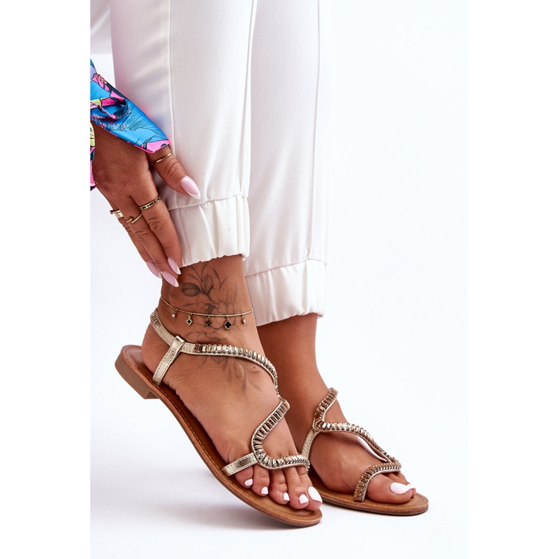 Naisten kultaiset Hayen-sandaalit, joissa on koristeita kultainen 1