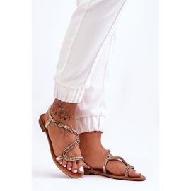 Naisten kultaiset Hayen-sandaalit, joissa on koristeita kultainen 2