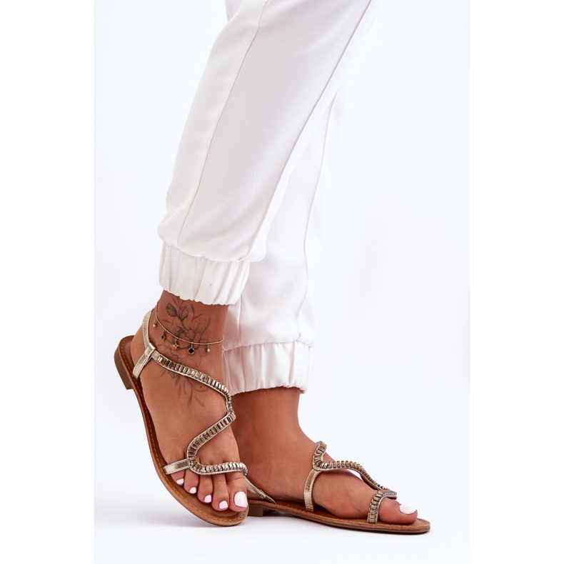 Naisten kultaiset Hayen-sandaalit, joissa on koristeita kultainen 2