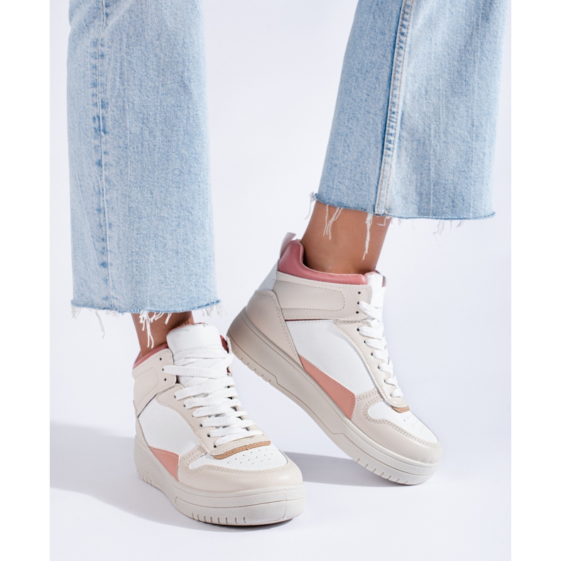 Naisten beigenväriset Shelovet korkeat tennarit 1