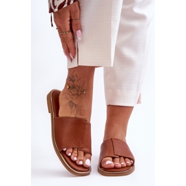 Naisten Camel Harmony -nahkaiset tossut ruskea 2