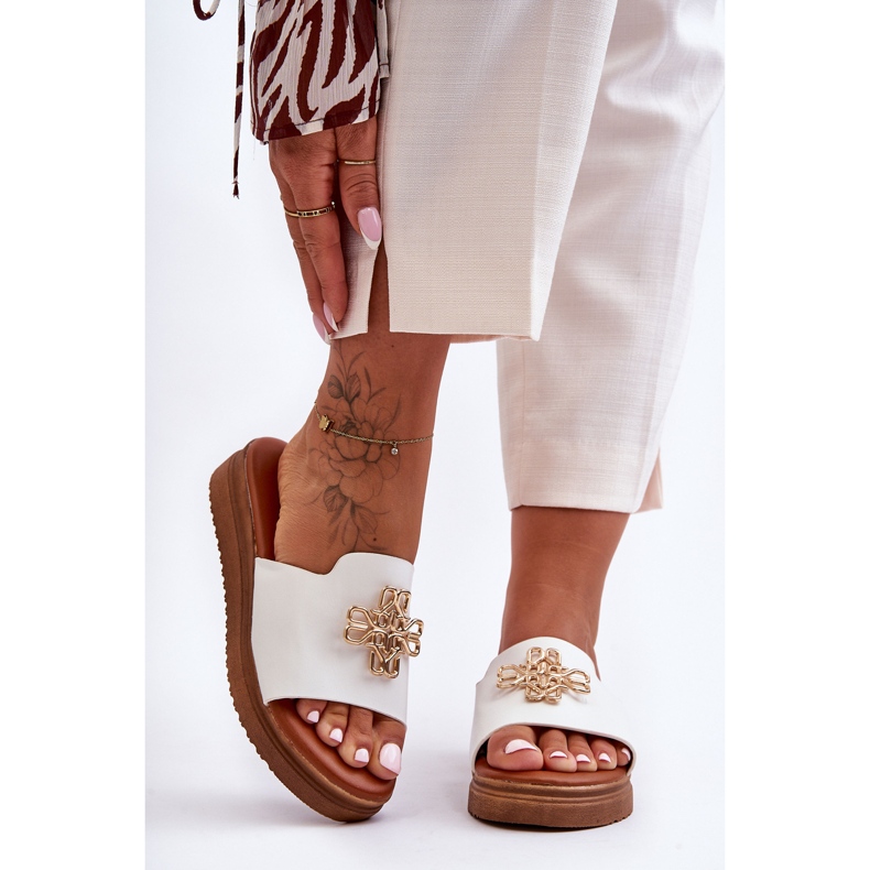 PG1 Naisten nahkaiset tossut, joissa on valkoinen azerakoristelu 2