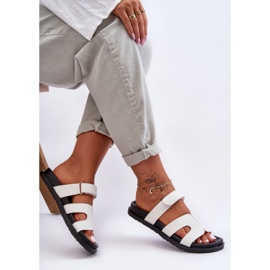 Naisten nahkaiset klassiset tossut, joissa tarranauha, valkoinen Amedon 1