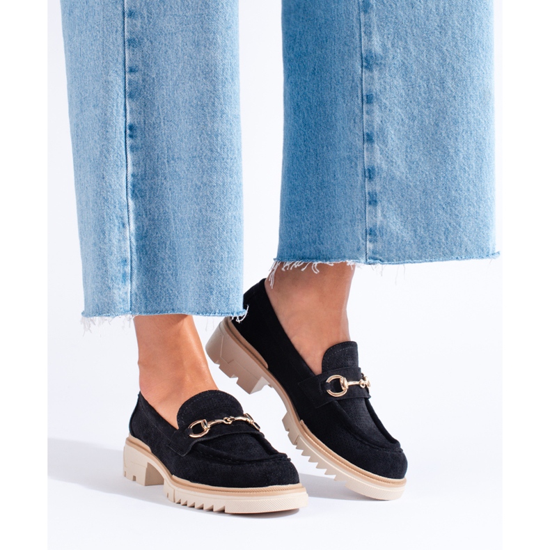 Seastar Naisten harjakattoiset mokasiinit Shelovetin mustalla alustalla 2