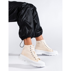 Shelovet naisten korkeat tekstiililenkkarit beige 1