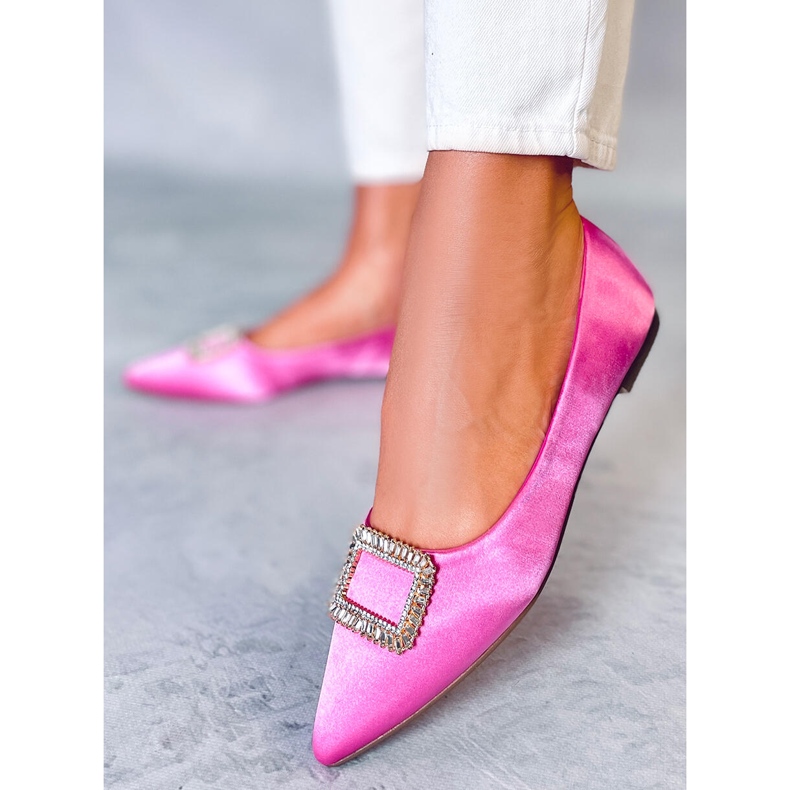 Tyylikkäät ballerinat Lorella Fushia -kivillä vaaleanpunainen 2