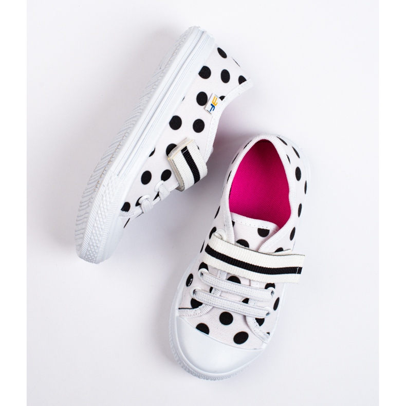 SHELOVET Tyttöjen valkoiset tennarit pilkuilla 3F valkoinen 1