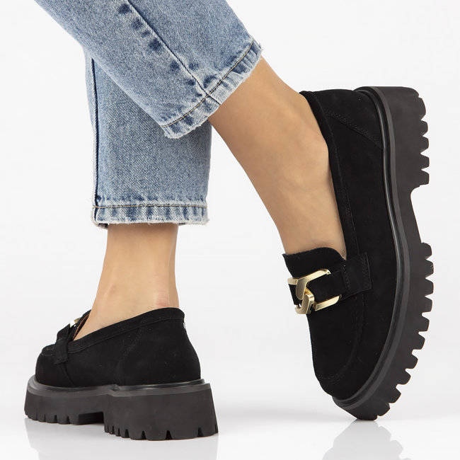 Filippo DP4916 nahkaiset mokkahousut alustalla mustat 2