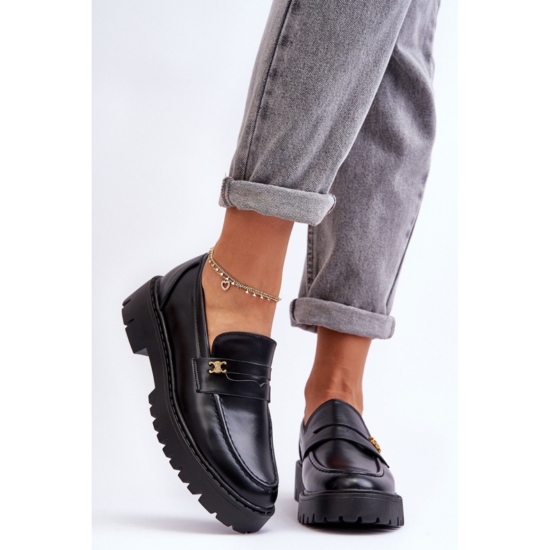 PS1 Nahkaiset mokasiinit mustalla Esperta-koristeella 1