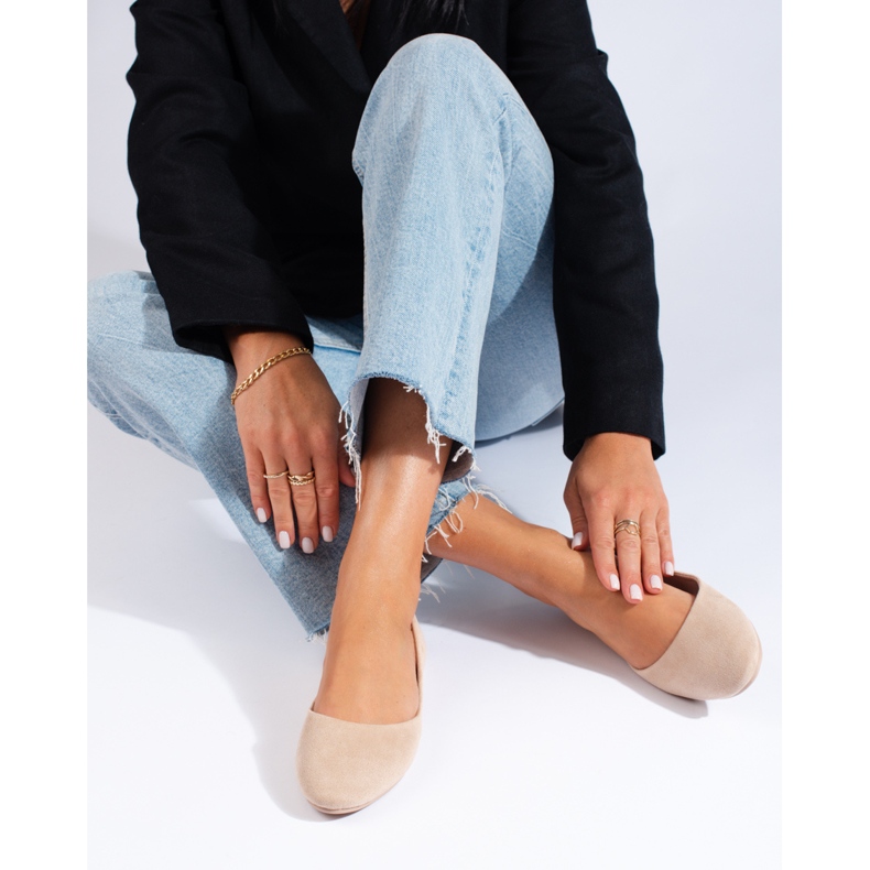 Mukavat mokkanahkaiset ballerinat beige 1