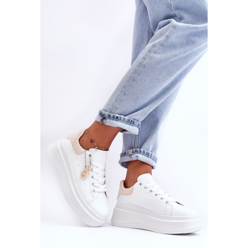 PS1 Naisten urheilukengät massiivisella alustalla, valkoinen ja beige Mariell 2