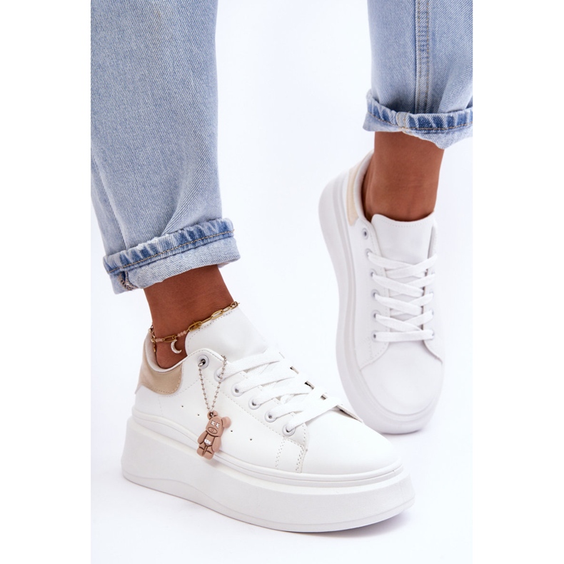 PS1 Naisten urheilukengät massiivisella alustalla Valkoinen ja kultainen Mariell 1