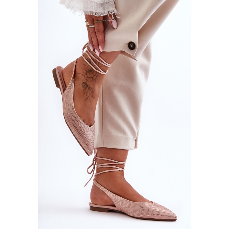 PG1 Nauhat naisten balerinat beige nastoitettu Jange 1