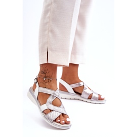 Naisten nahkasandaalit S.Barski 97619 hopea 2