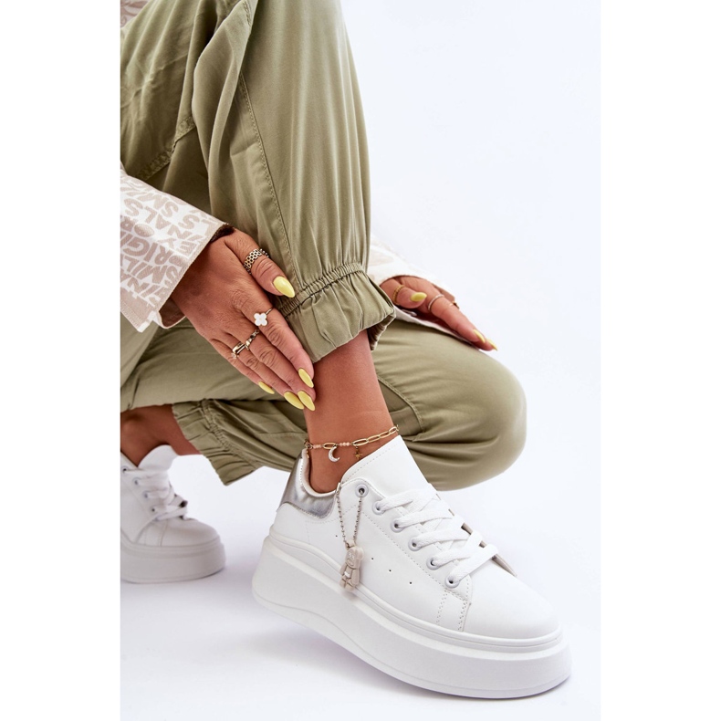 PS1 Naisten urheilukengät massiivisella alustalla, valkoinen ja hopea Mariell 2