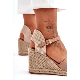 Suede Beige Wedge Sandaalit 3