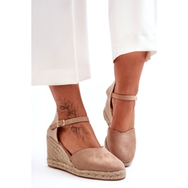 Suede Beige Wedge Sandaalit 5