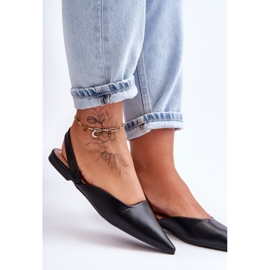 PS1 Naisten nahkaiset baleriinit Black Germes musta 1