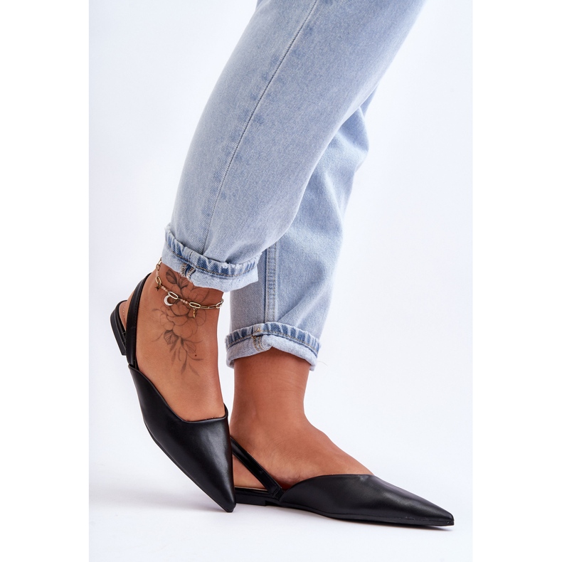 PS1 Naisten nahkaiset baleriinit Black Germes musta 2