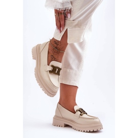 PG1 Naisten loaferit lavalla koristeellisella beige Ameg 1