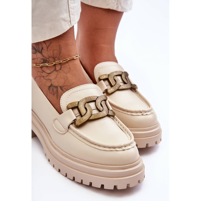 PG1 Naisten loaferit lavalla koristeellisella beige Ameg 2