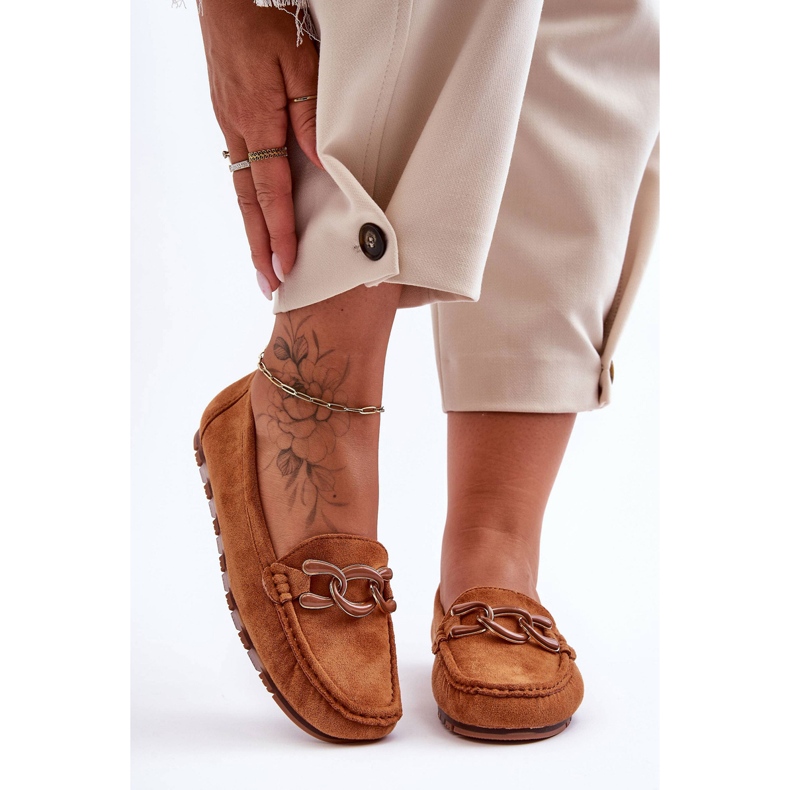 PG1 Naisten mokkanahkainen litteä loafers Ruskea Appia 1