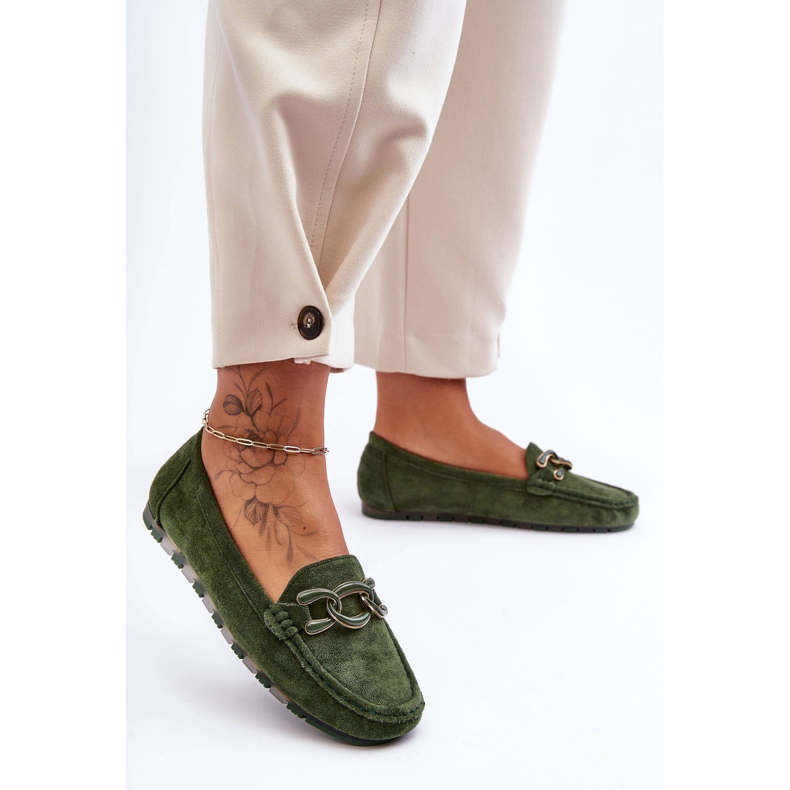 PG1 Naisten mokkanahkainen litteä loafers Appia Green vihreä 1