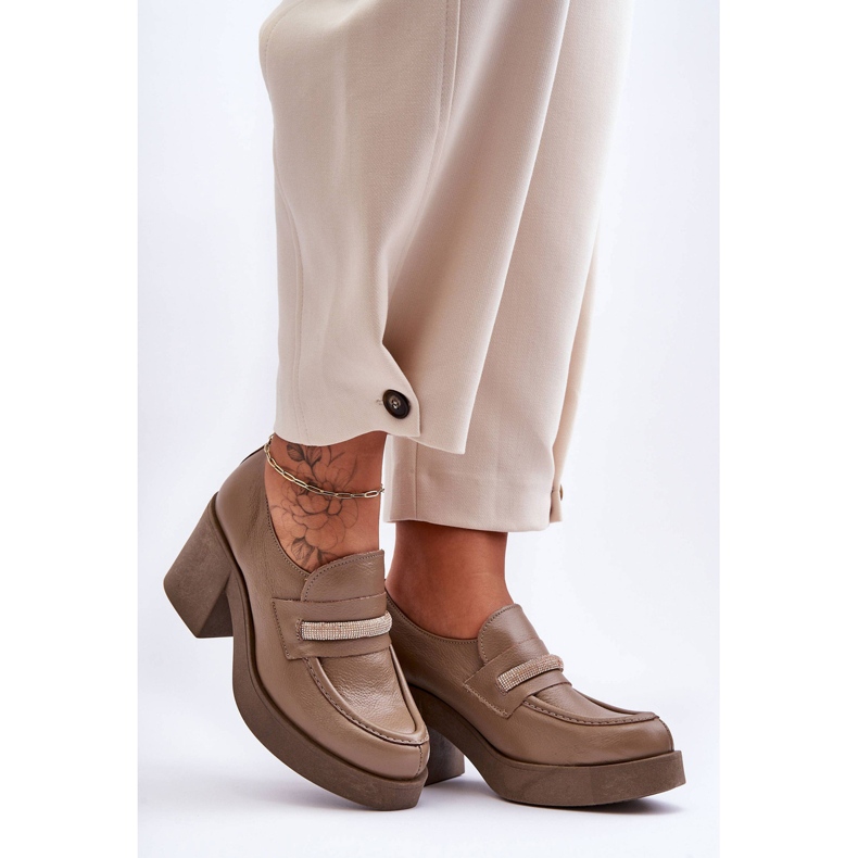 Lemar Nahkainen Brogues kantapäässä koristeella Tumma beige Gelanor 1