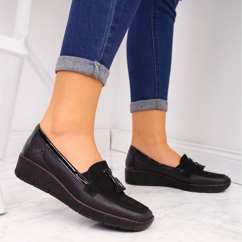 Rieker W RKR395 mustat kiilakengät 2