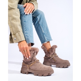 Naisten mokkanahkasaappaat Shelovet-alustalla ruskea 1