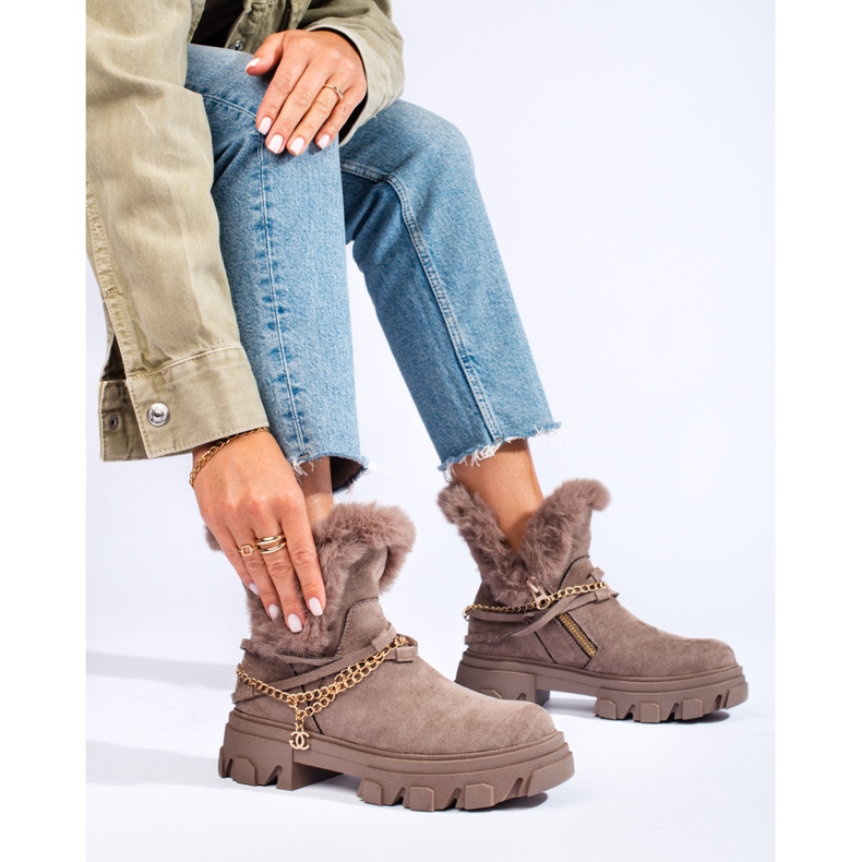 Naisten mokkanahkasaappaat Shelovet-alustalla ruskea 1