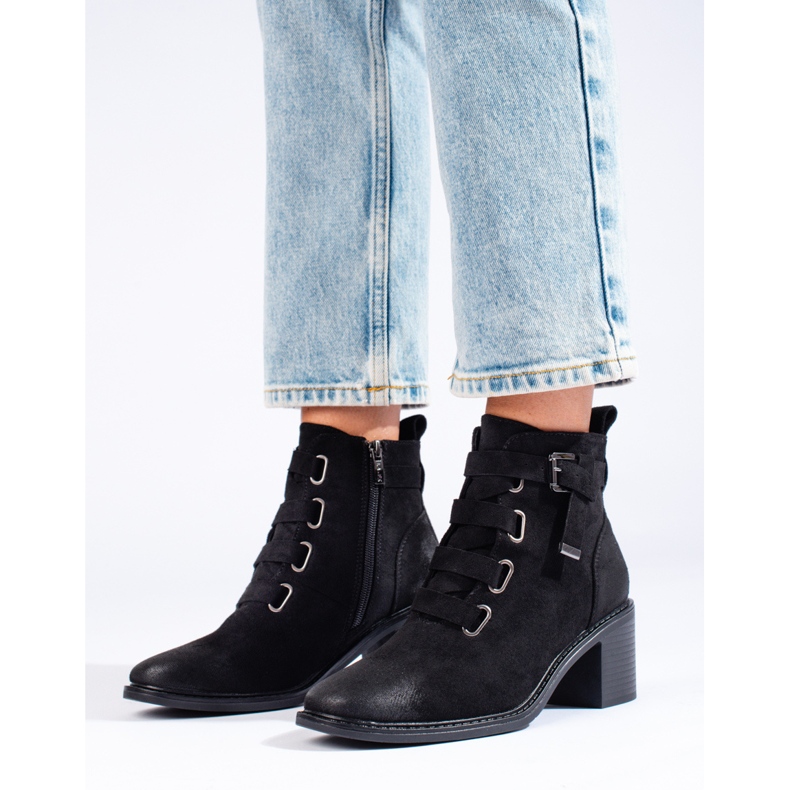 Naisten mustat korkeakorkoiset nilkkurit 1