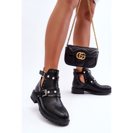 Naisten Trapper-saappaat helmillä Musta Klarisa 1